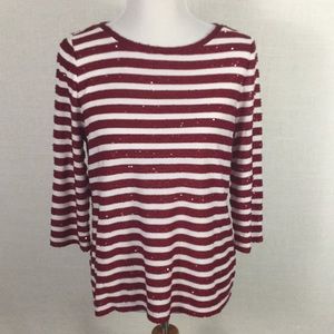 NWOT Talbots sequin-striped sweater - holidays!